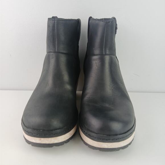 Merrell Women's SZ 7 Halendi Bluff Pull On Clog Bootie In Black Wedge Platform - Picture 3 of 7